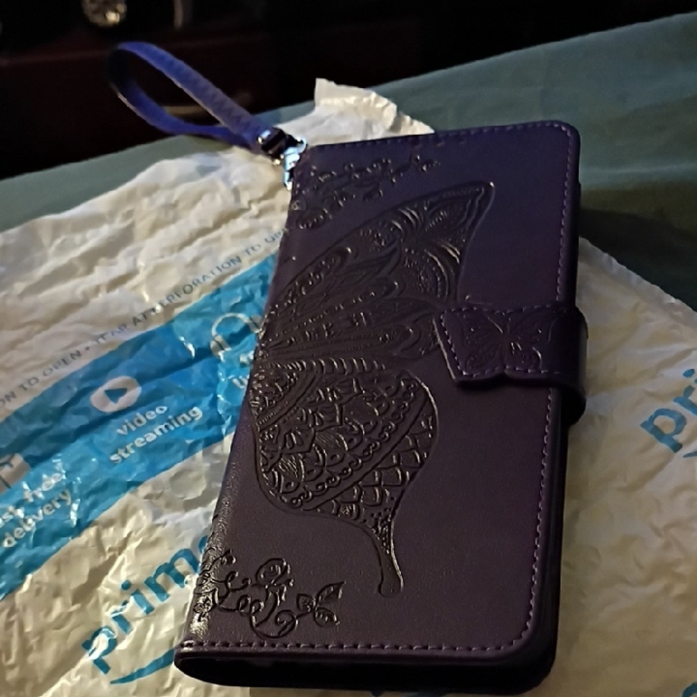 Motorola Razr 2023 Purple Embossed Leather Phone Case